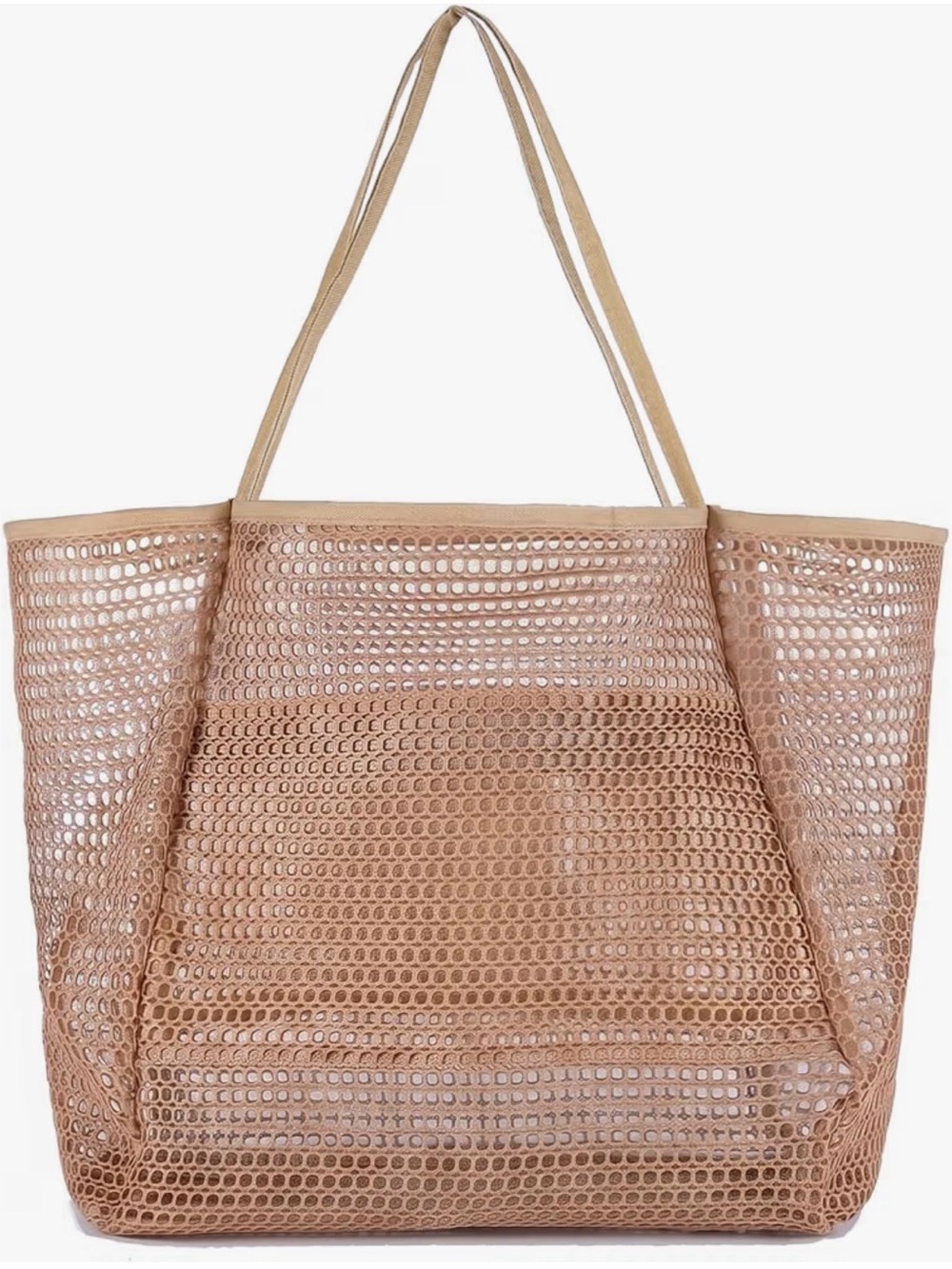 Women's Beige Mesh Tote Bag – Stylish Everyday Carryall